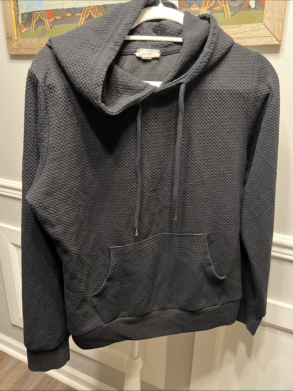 Reflex Black Quilted Hooded Pullover Sweatshirt Size L Hoodie